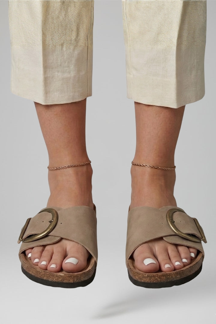 Women's Sandals with Buckle Fastening and Textured Sole