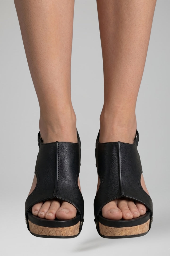 Women's Sandals with Suede Upper and Wedge Heel