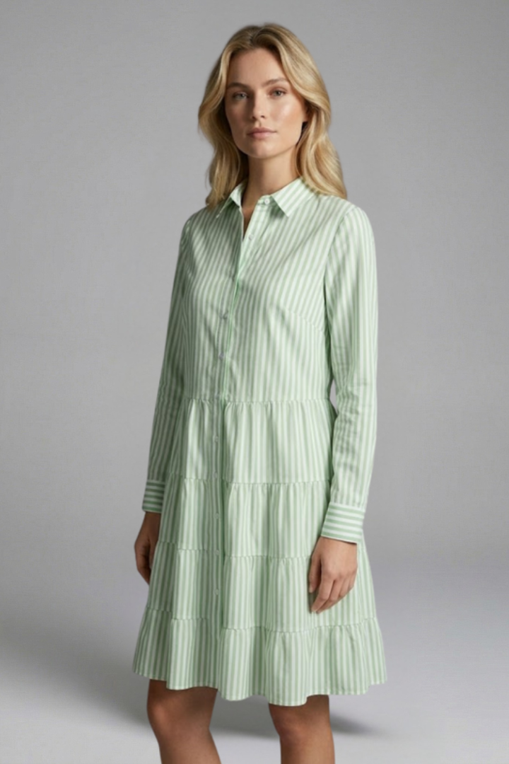 Women’s Shirt Dress with Button Closure and Tiered Skirt