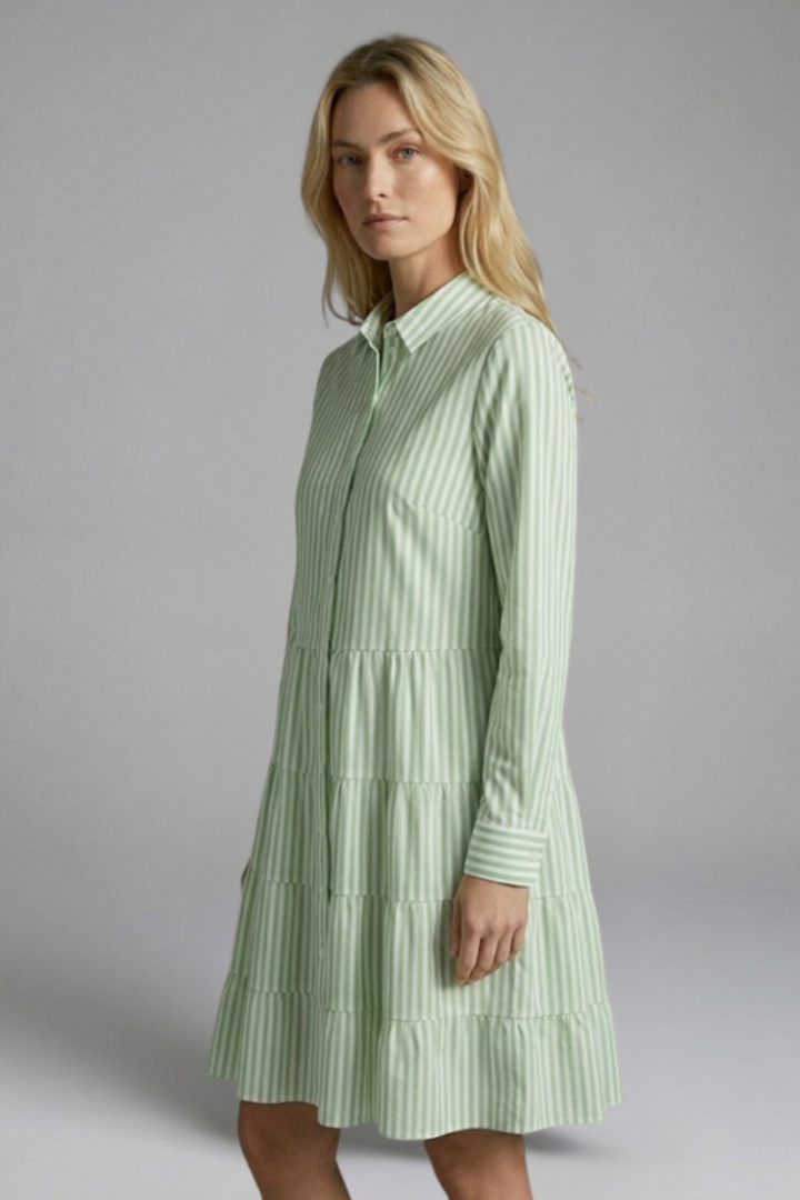 Women’s Shirt Dress with Button Closure and Tiered Skirt