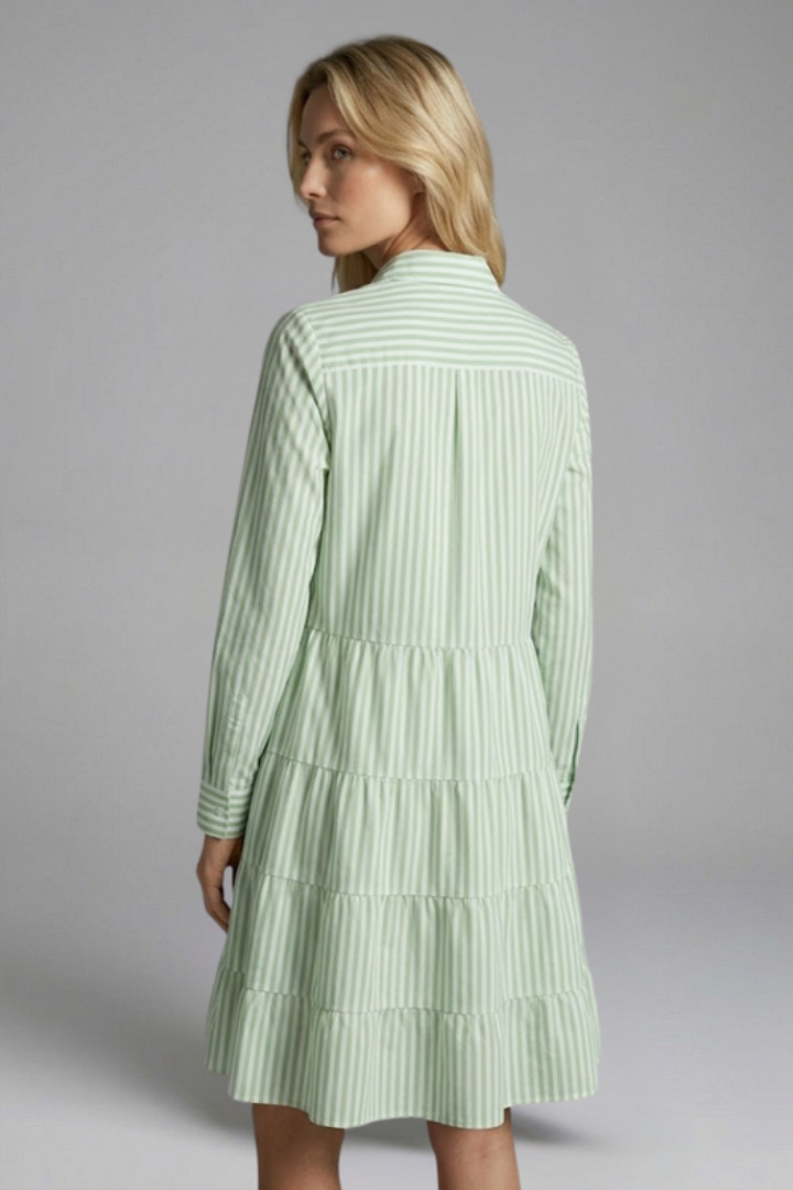 Women’s Shirt Dress with Button Closure and Tiered Skirt