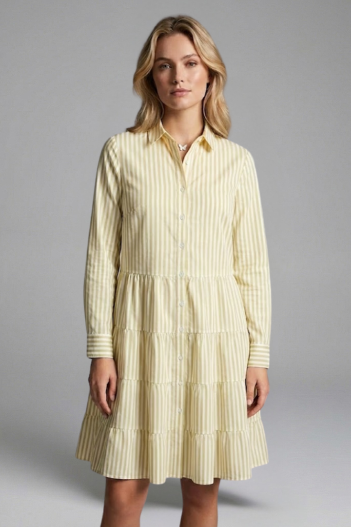 Women’s Shirt Dress with Button Closure and Tiered Skirt