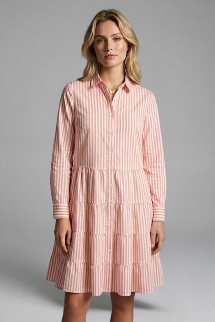 Women’s Shirt Dress with Button Closure and Tiered Skirt