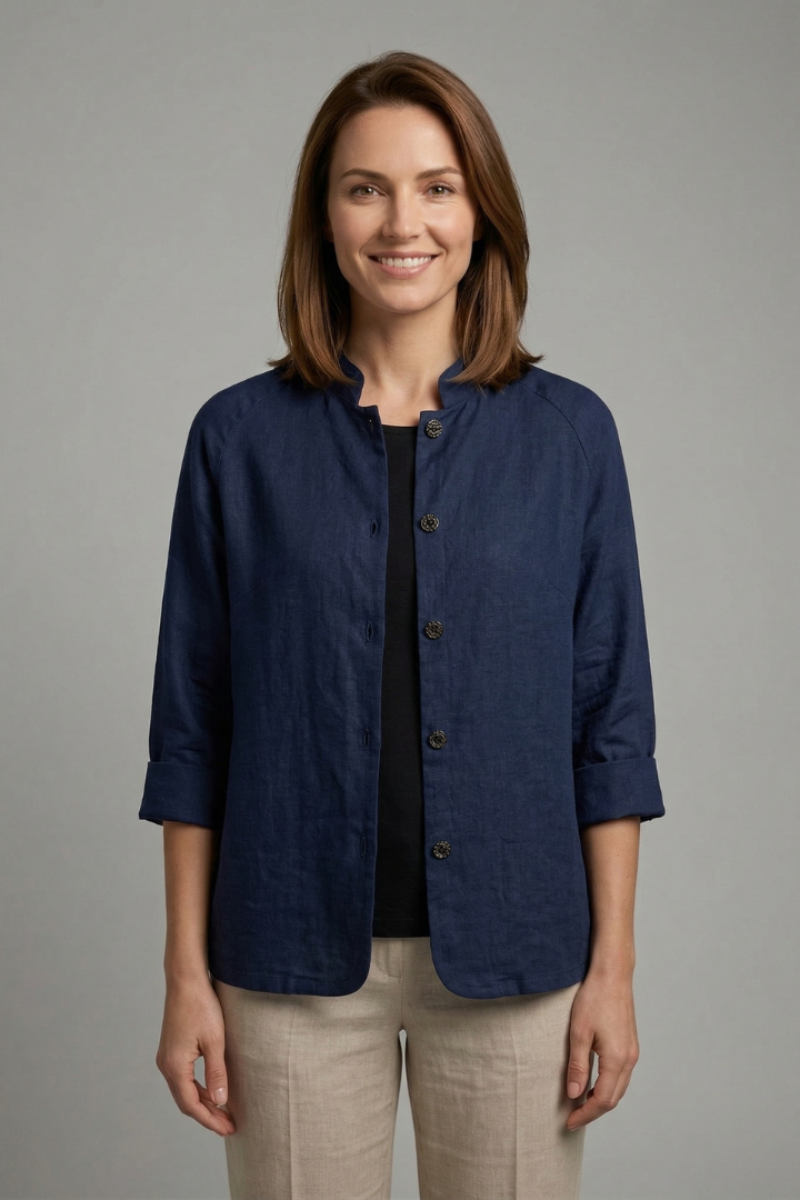 Women’s Shirt with Button Fastening and Long Sleeves