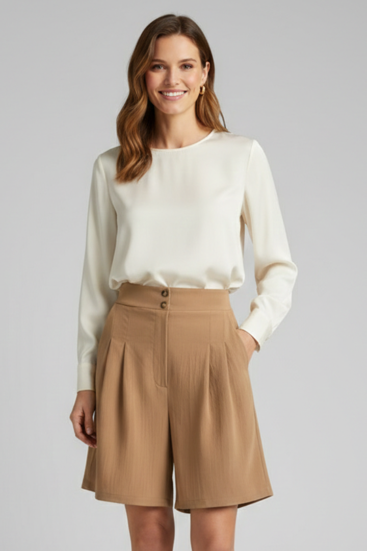Women’s Shorts with Button Waist and Wide Legs