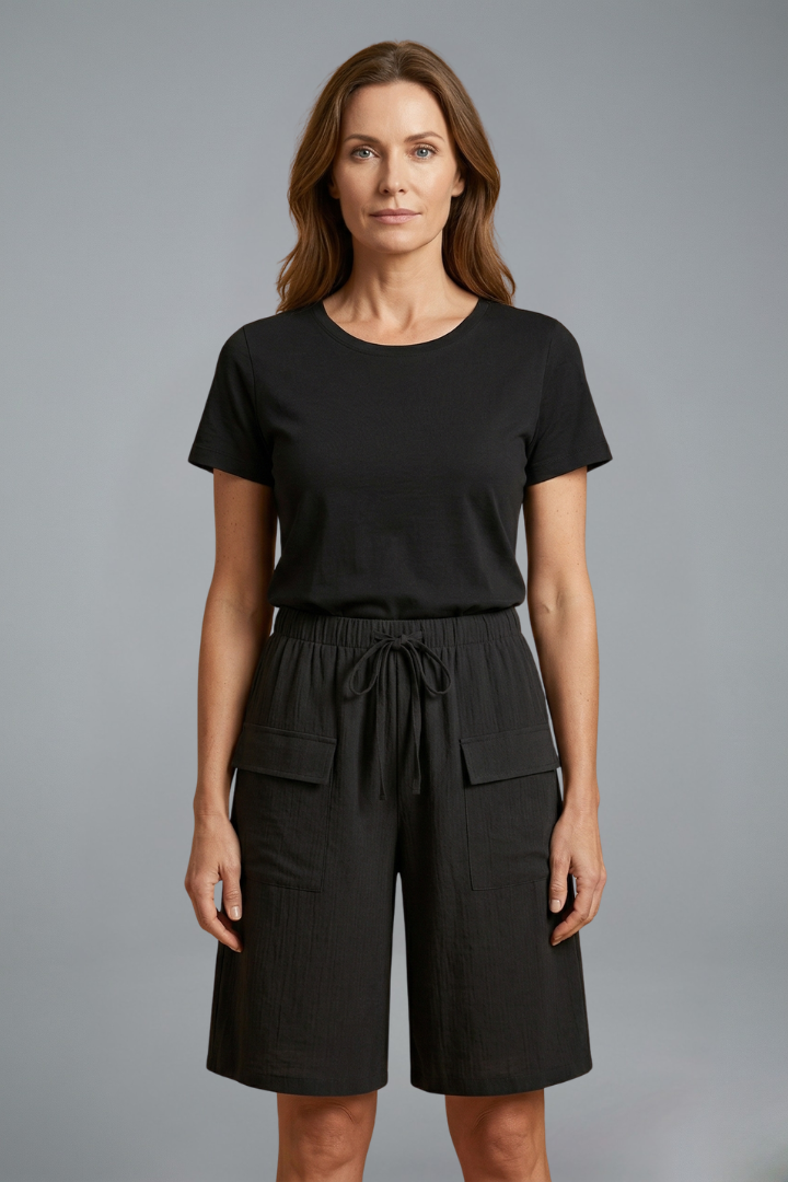 Women’s Shorts with Elasticated Waistband and Drawstring