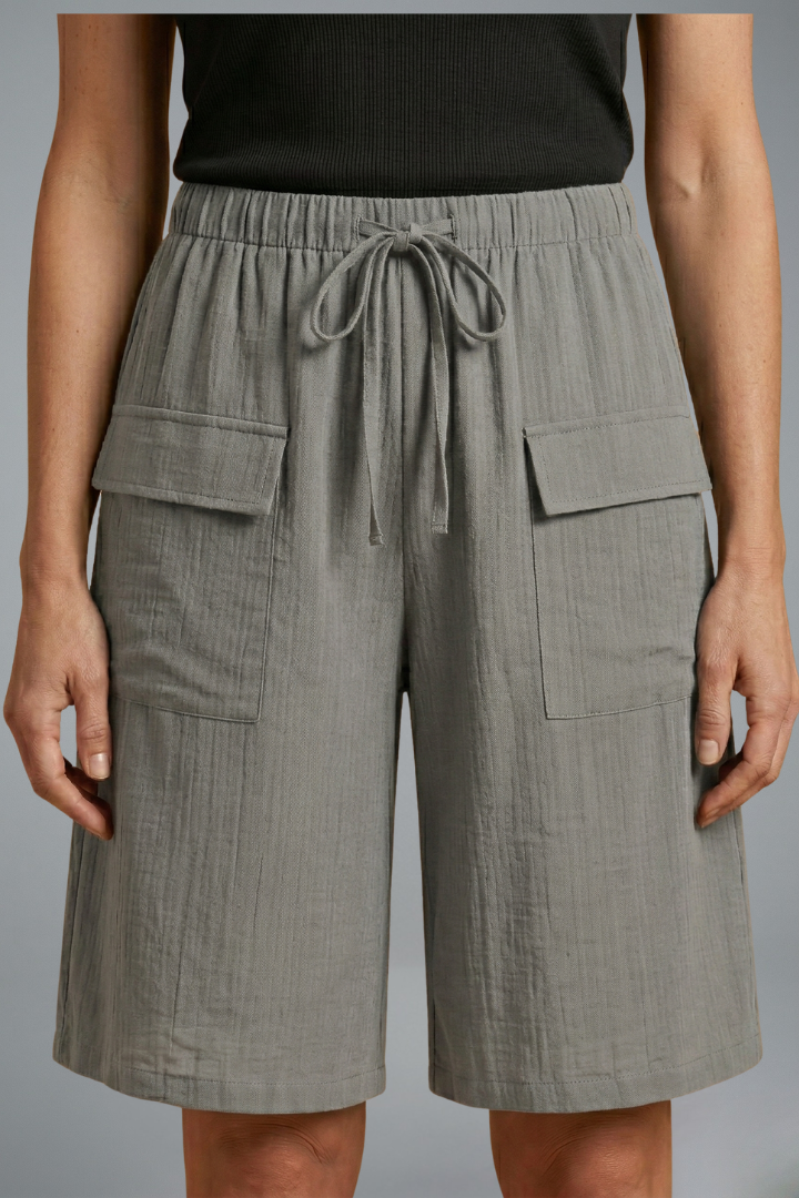 Women’s Shorts with Elasticated Waistband and Drawstring