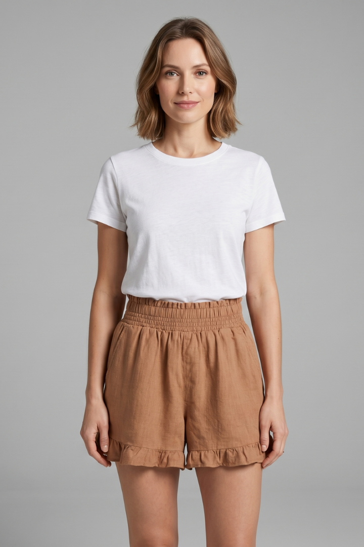Women's Shorts with Ruffle Hem for Casual Wear