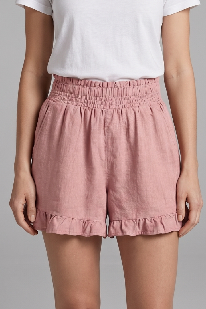 Women's Shorts with Ruffle Hem for Casual Wear