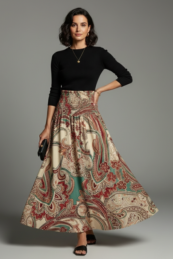 Women’s Skirt with Elastic Waistband and A-Line Cut