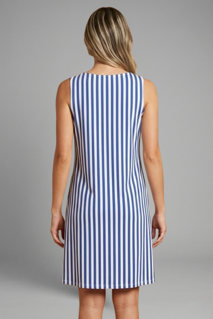 Women’s Sleeveless Dress with Striped Pattern and Relaxed Fit