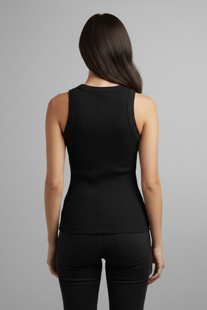Women’s Sleeveless Top with Round Neck and Fitted Cut