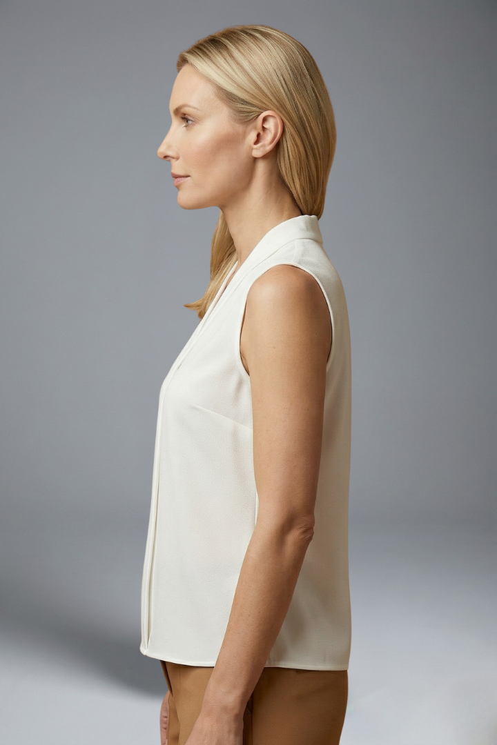 Women’s Sleeveless Top with Round Neck and Plain Surface