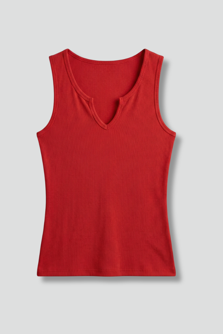 Women’s Sleeveless Top with V-Neck and Fitted Cut