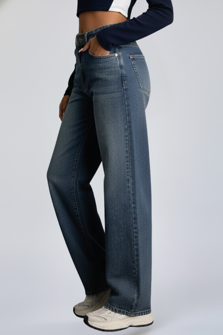 Women’s Straight-Leg Pants with Washed Finish and Slight Stretch