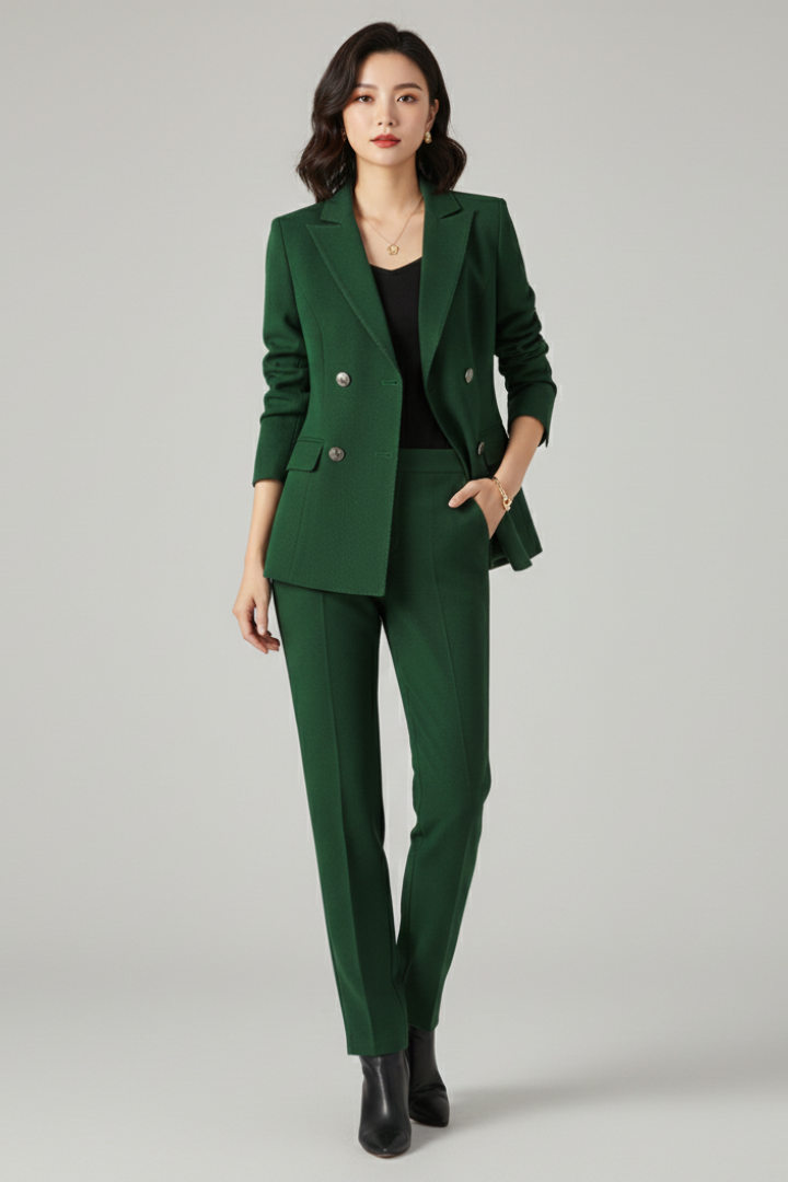 Women’s Suit Set with Blazer and Straight-Leg Trousers