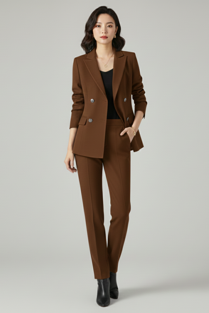 Women’s Suit Set with Blazer and Straight-Leg Trousers