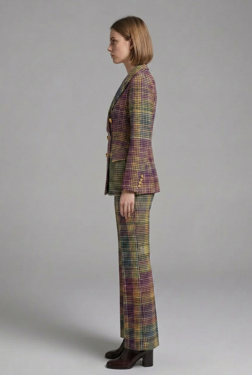 Women’s Suit Set with Double-Breasted Blazer and Wide Leg Trousers