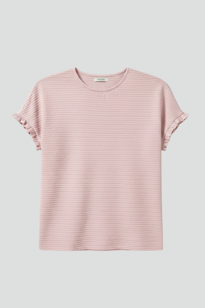 Women’s T-Shirt with Round Neck and Textured Surface