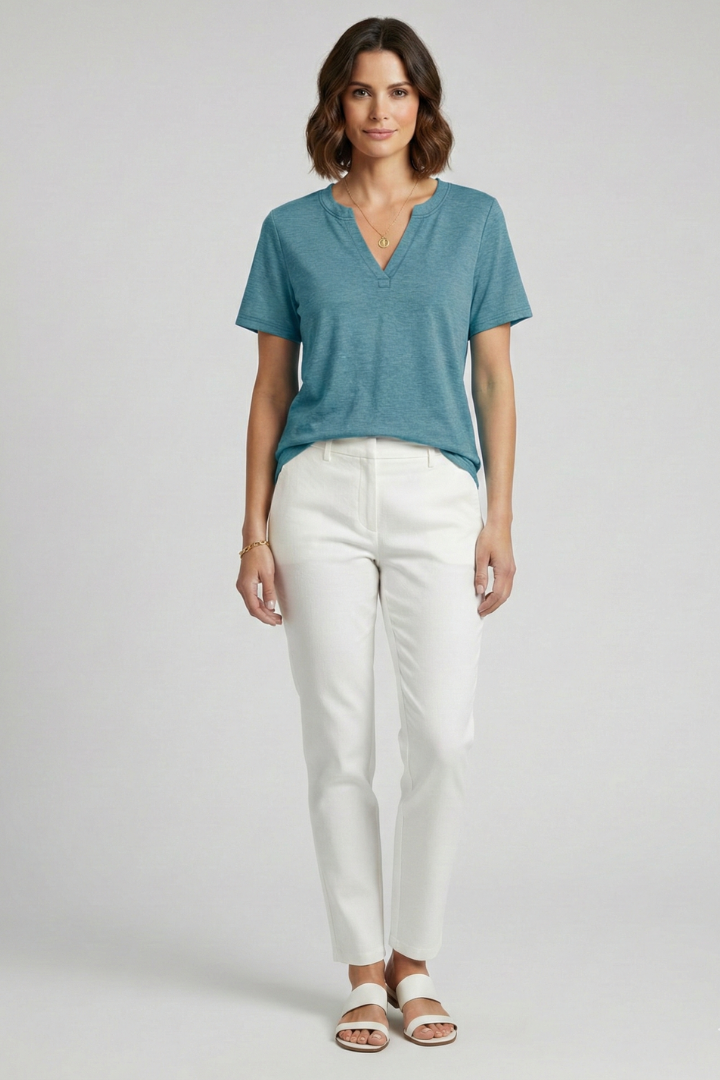 Women’s T-Shirt with V Neckline and Short Sleeves