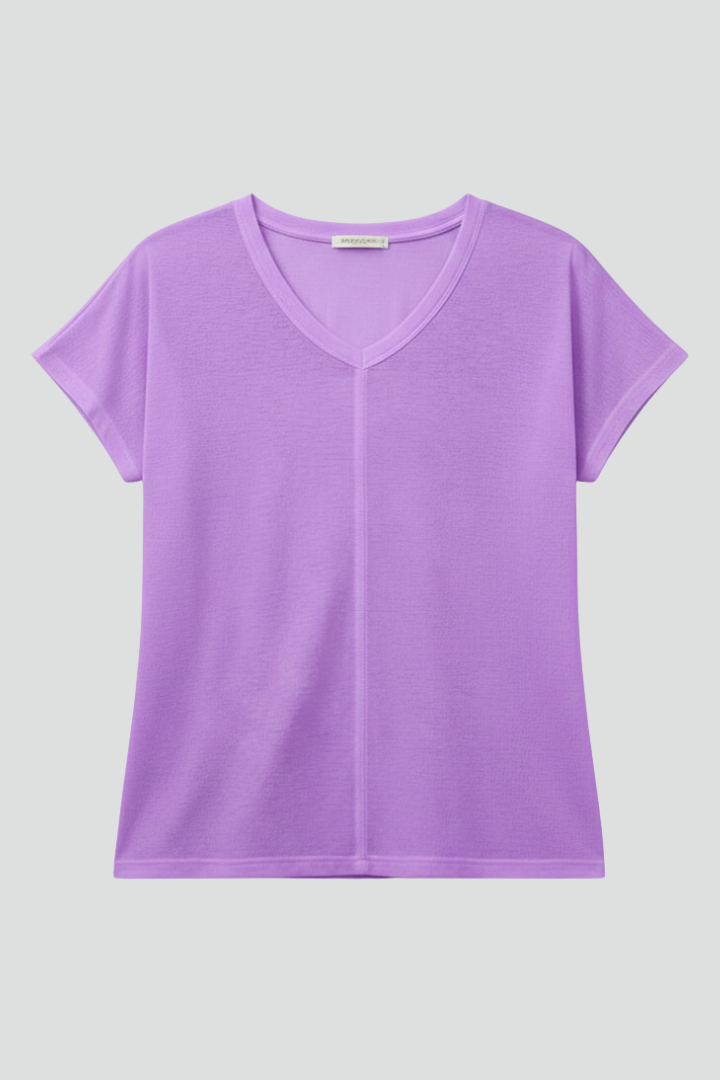 Women’s T-Shirt with V Neckline and Side Slits