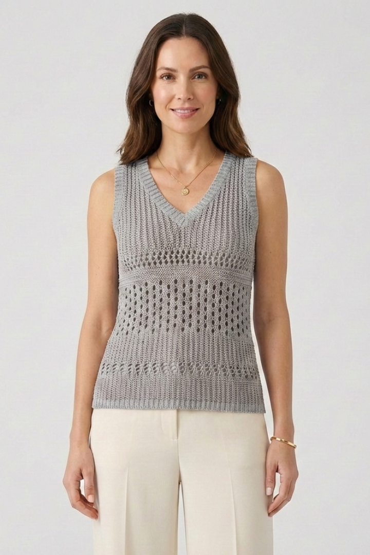 Women’s Tank Top with V-Neck and Openwork Surface