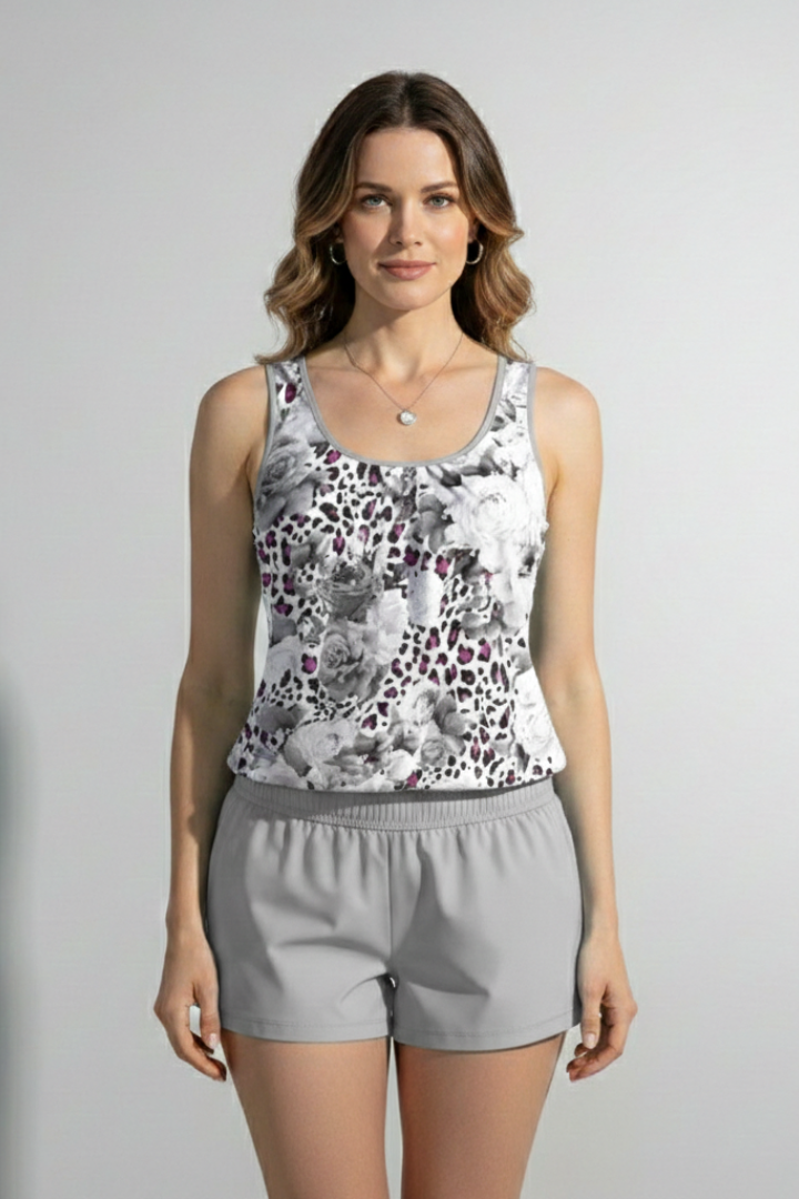 Women’s Tankini Set with Floral Top and Shorts