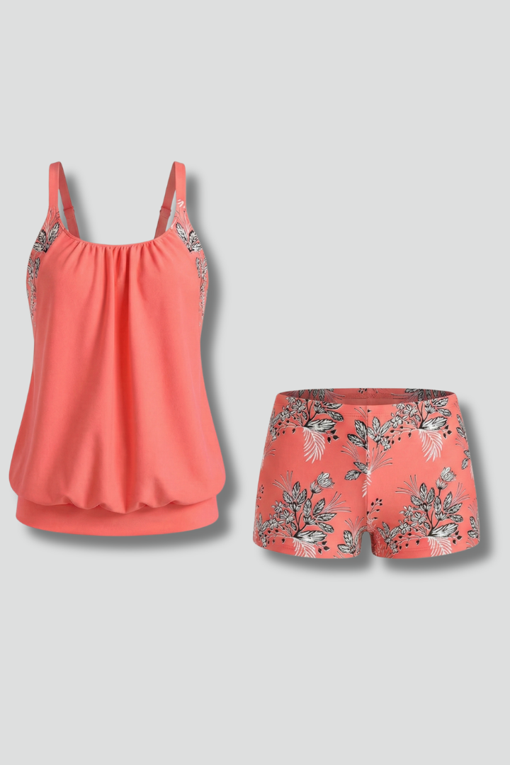 Women’s Tankini Set with Square Neck and Shorts