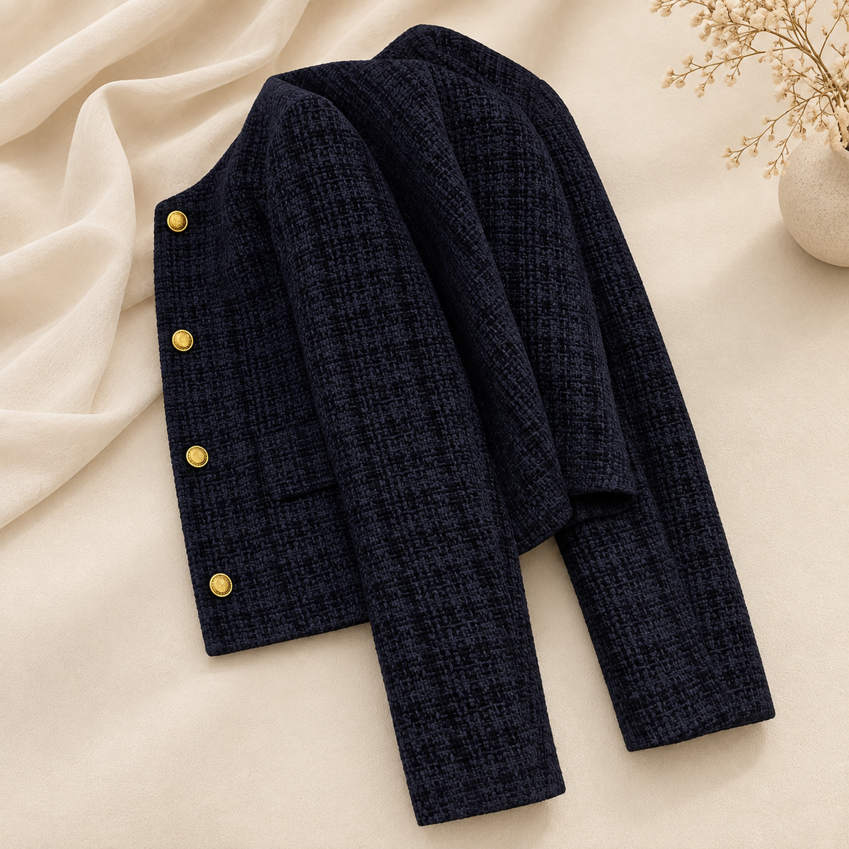 Women's Textured Cardigan Jacket with Button Closure