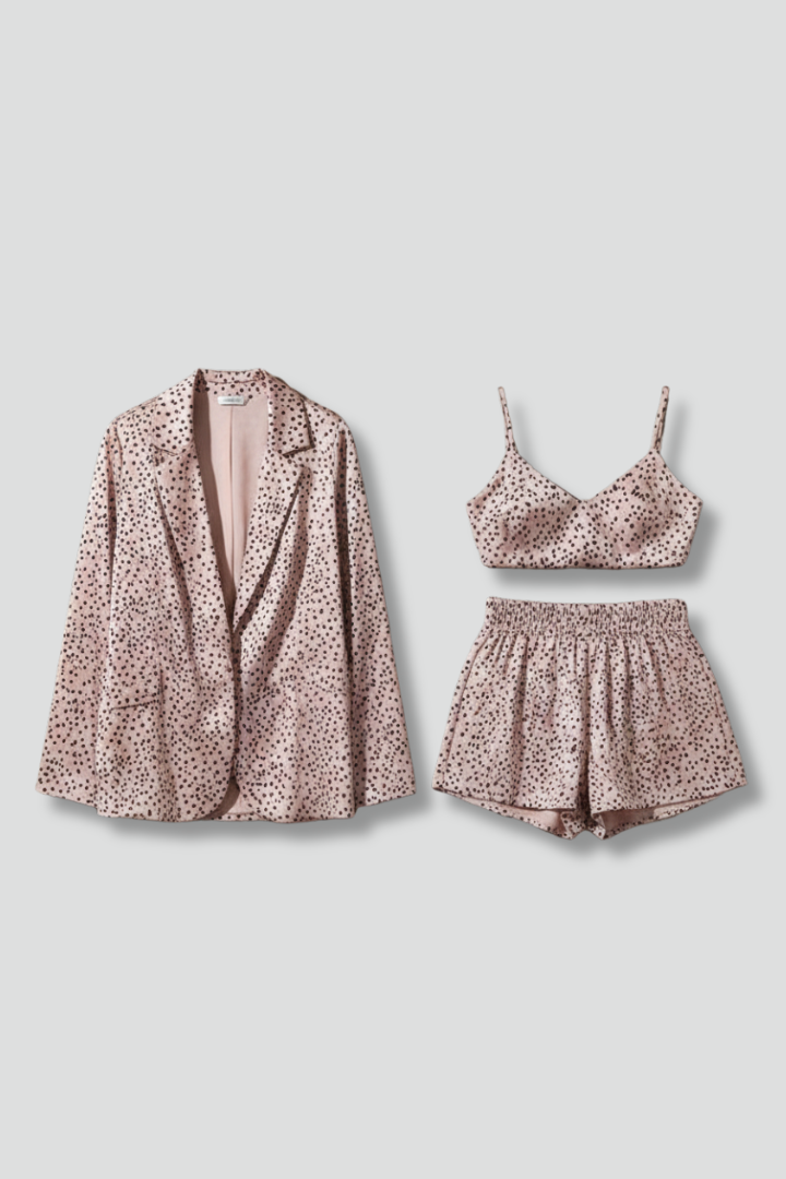Women’s Three-Piece Set with Long Sleeves and Elastic Waist