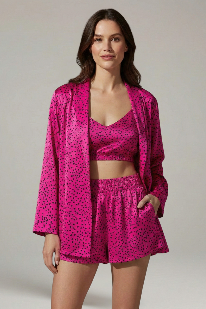Women’s Three-Piece Set with Long Sleeves and Elastic Waist