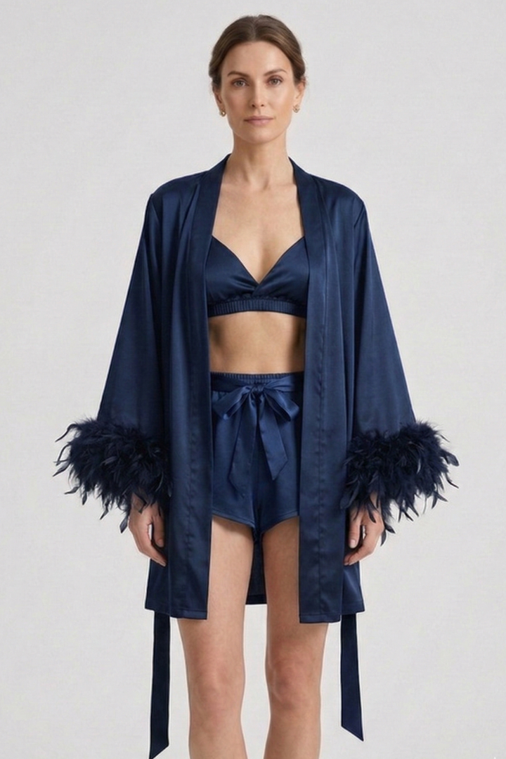 Women’s Three Piece Set with Robe and Shorts