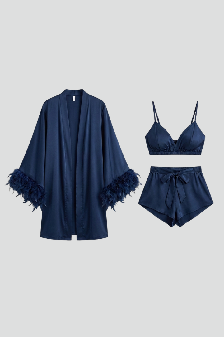 Women’s Three Piece Set with Robe and Shorts