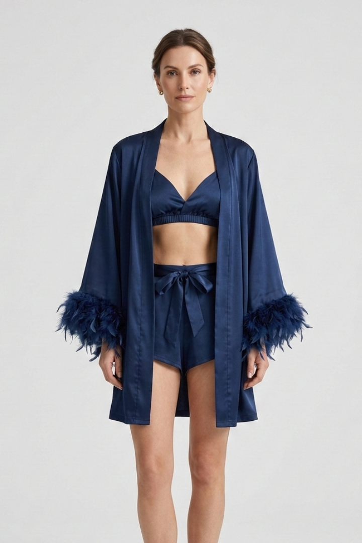 Women’s Three Piece Set with Robe and Shorts