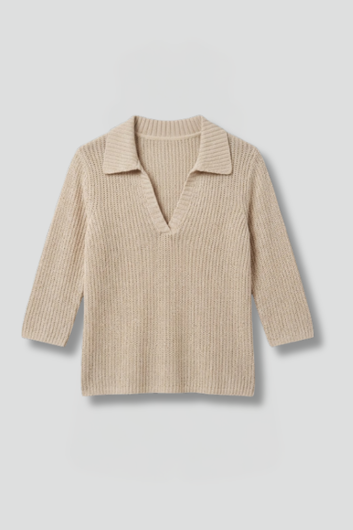 Women’s Top with Open Neck and Three-Quarter Sleeves