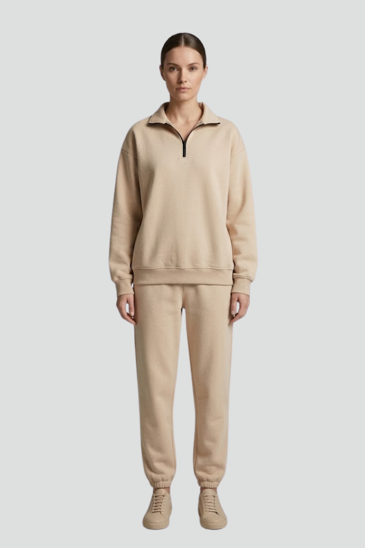Women’s Tracksuit Set with Half-Zip Sweatshirt and Jogger Pants