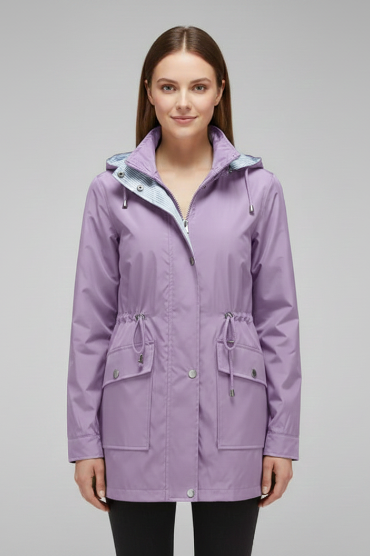 Women’s Trench Coat with Hood and Zip