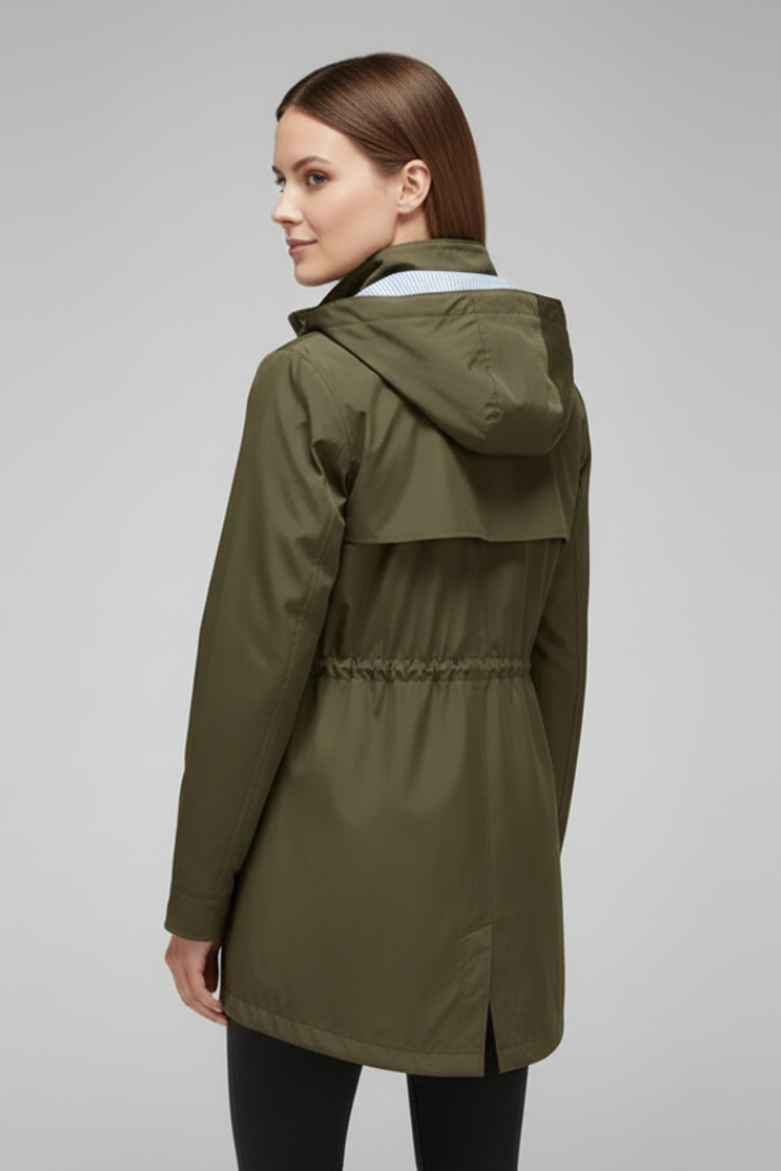Women’s Trench Coat with Hood and Zip