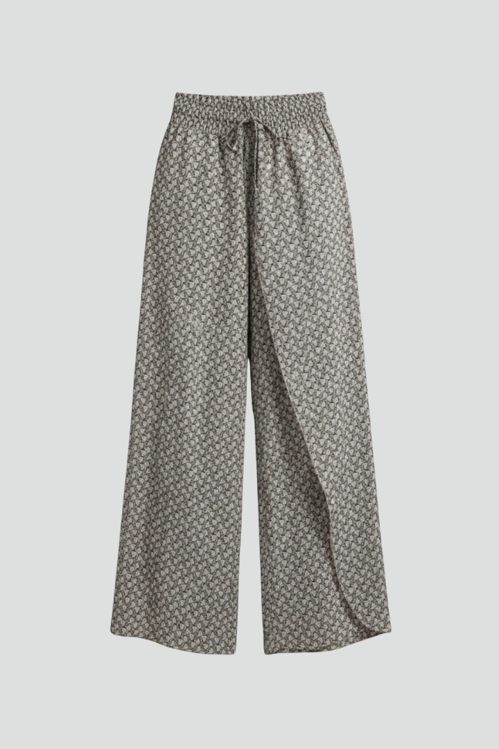 Women’s Trousers with Geometric Print and Elastic Waistband