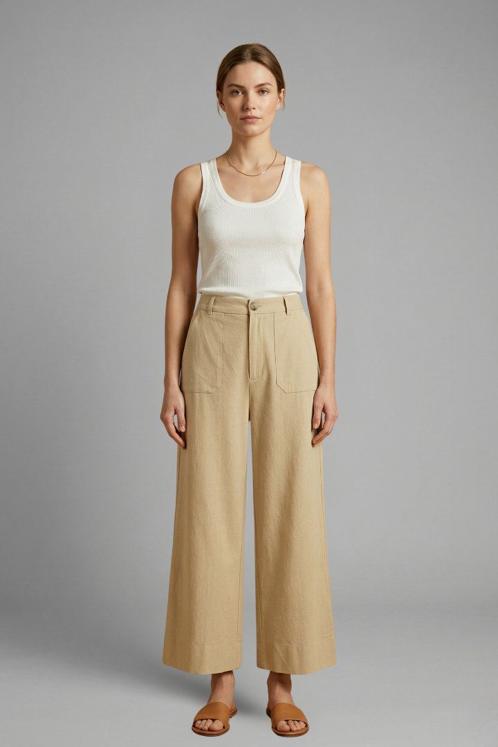 Women’s Trousers with High Waist and Side Pockets