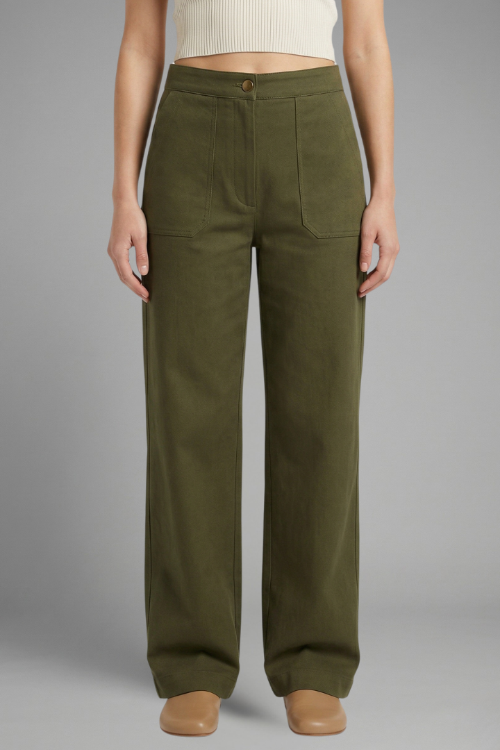 Women’s Trousers with High Waist and Side Pockets