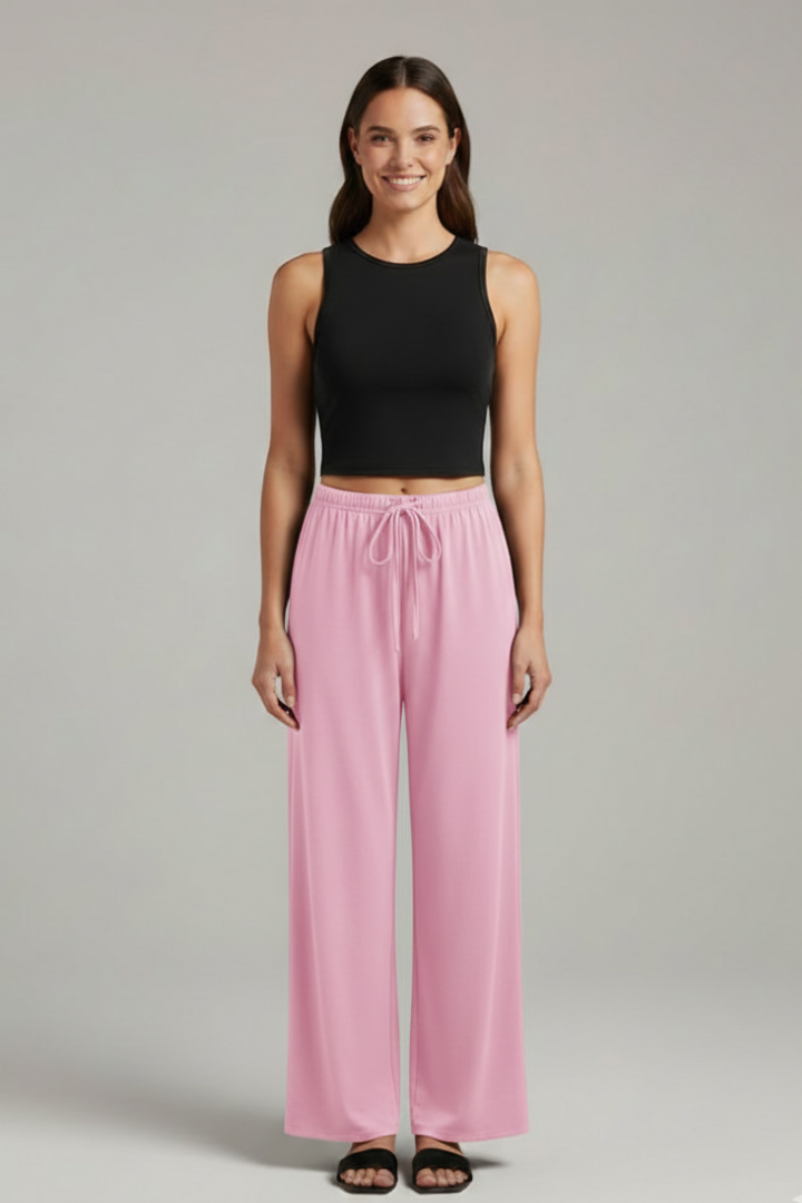 Women’s Two-Piece Set with Cropped Top and Wide Trousers