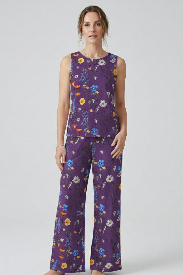 Women’s Two-Piece Set with Sleeveless Top and Wide Leg Trousers