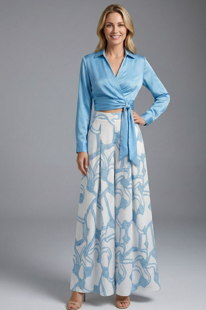 Women’s Two Piece Set with Long Sleeve Crop Top and Maxi Skirt