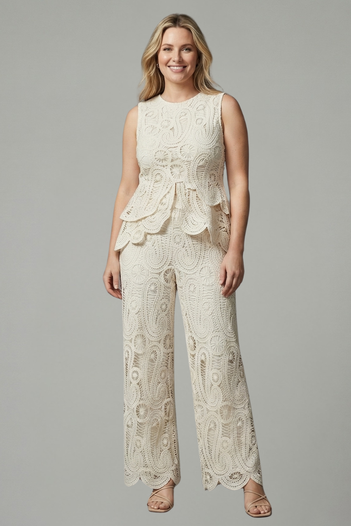Women’s Two Piece Set with Openwork and Asymmetrical Design