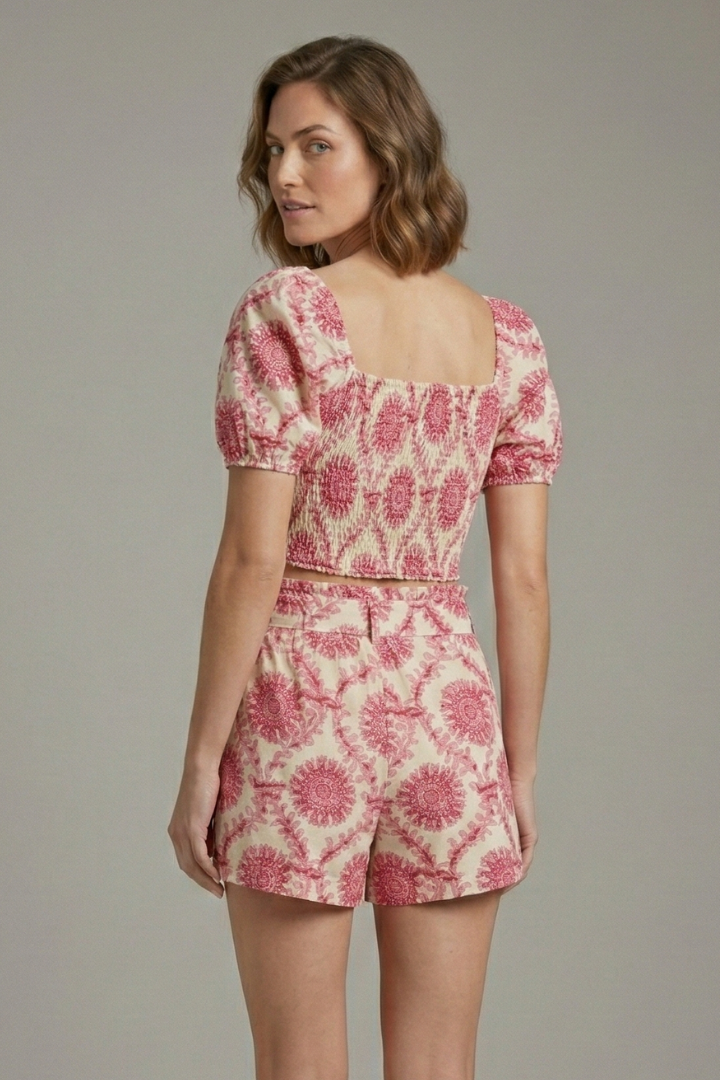 Women’s Two Piece Set with Square Neck Top and Shorts