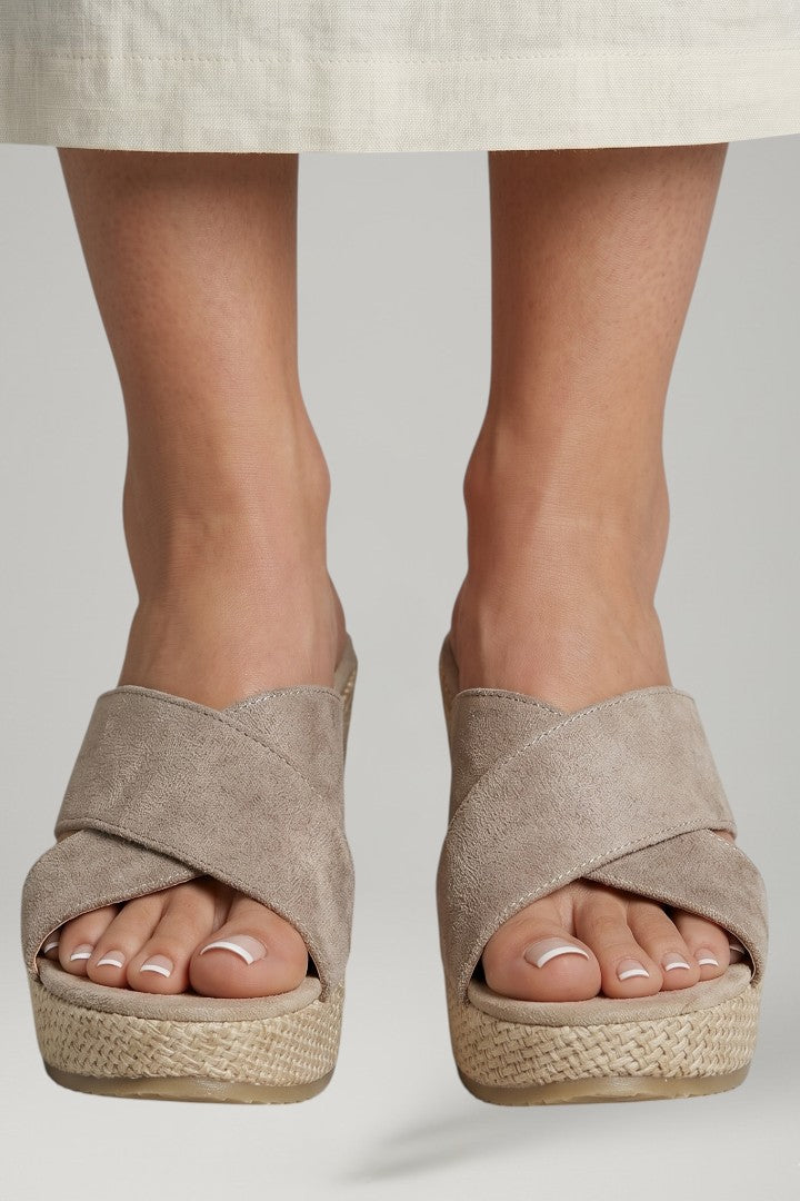 Women's Wedge Sandals with Strap Upper and Cushioned Insole