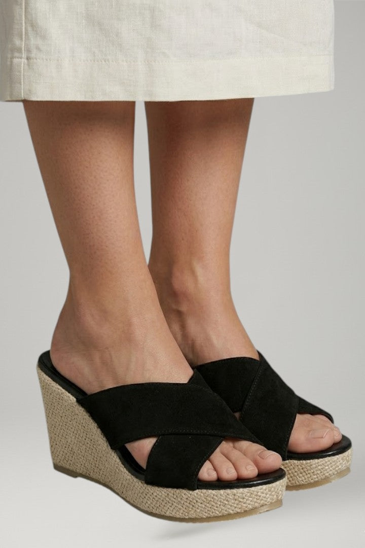 Women's Wedge Sandals with Strap Upper and Cushioned Insole