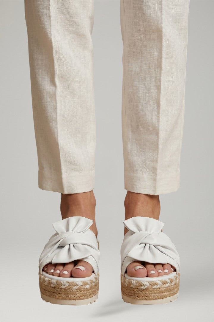Women's Wedge Sandals with Woven Heel and Bow Detail