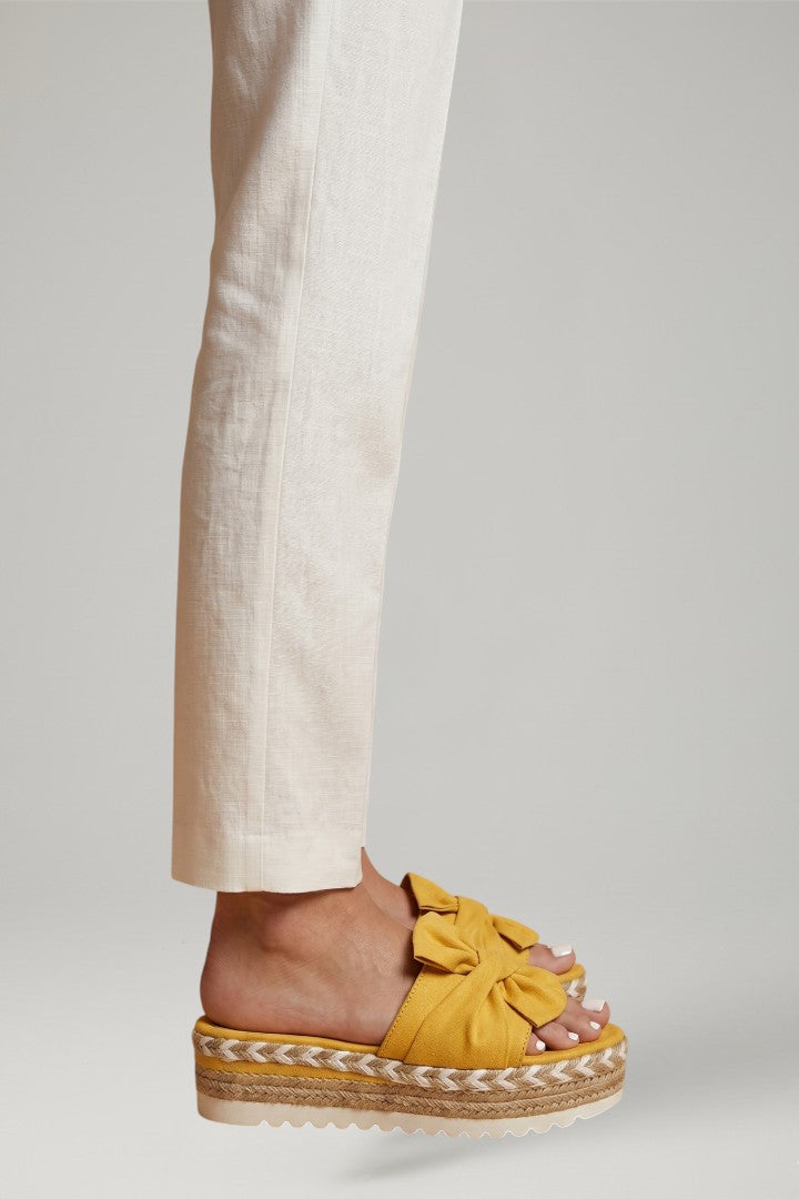 Women's Wedge Sandals with Woven Heel and Bow Detail